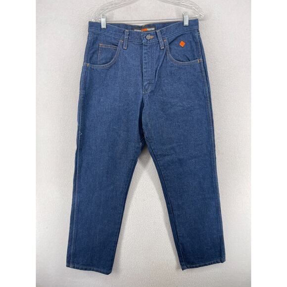 WRANGLER Jeans Mens 31x30 Flame Resistant Relaxed Fit Work Straight Cotton Blue - Picture 1 of 15